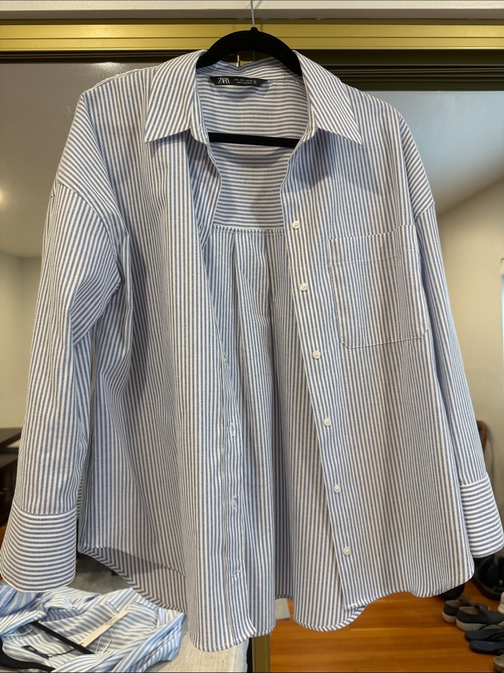 ZARA Blue & White Stripe Button-Up Shirt